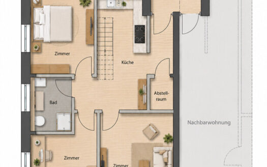 Wohnen über zwei Ebenen mit großem Südbalkon